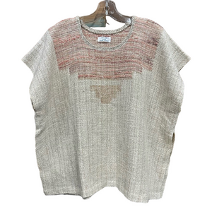 Handwoven tunic womens vest One Size neutral oatmeal metallic Artisan